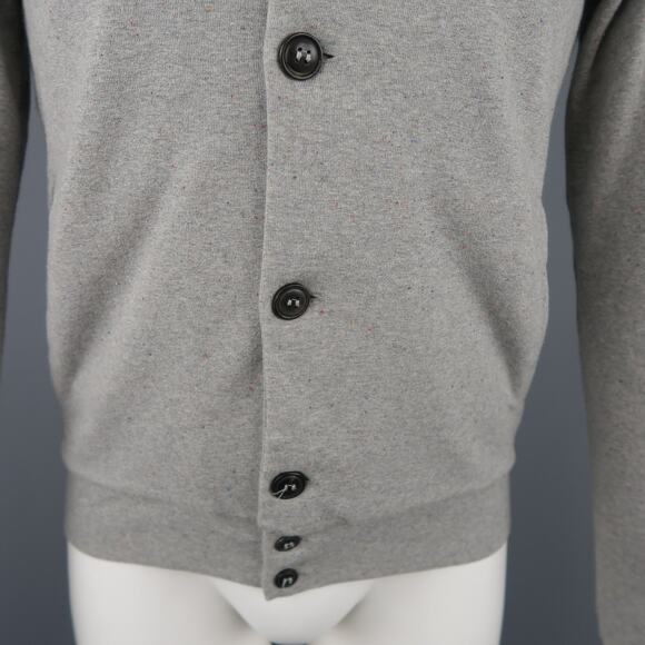 HOMECORE S Heather Gray Speckled Jersey Button Up Collared Jacket - Picture 3 of 7